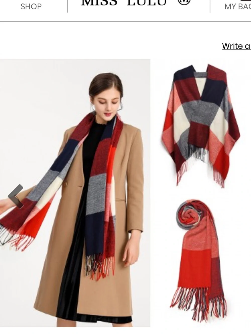 Loritta Winter Scarf for Women, Long Plaid Shawl Wraps Scarve BNWOT